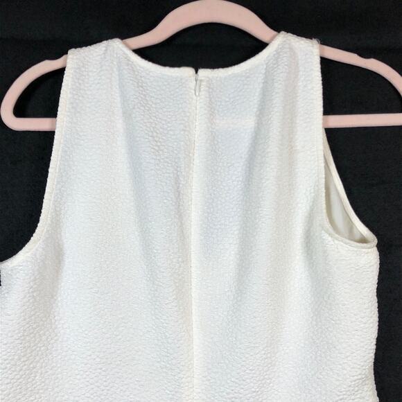 Express Womens Blouse Ivory Textured Ruched V-Neckline Peplum Tank Stretch M - Picture 10 of 11